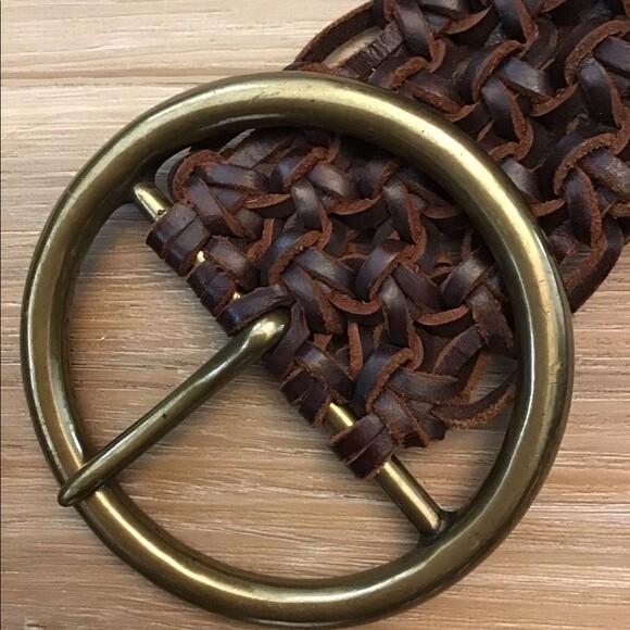 Boho Braided Leather Belt with Brass Buckle main image 5